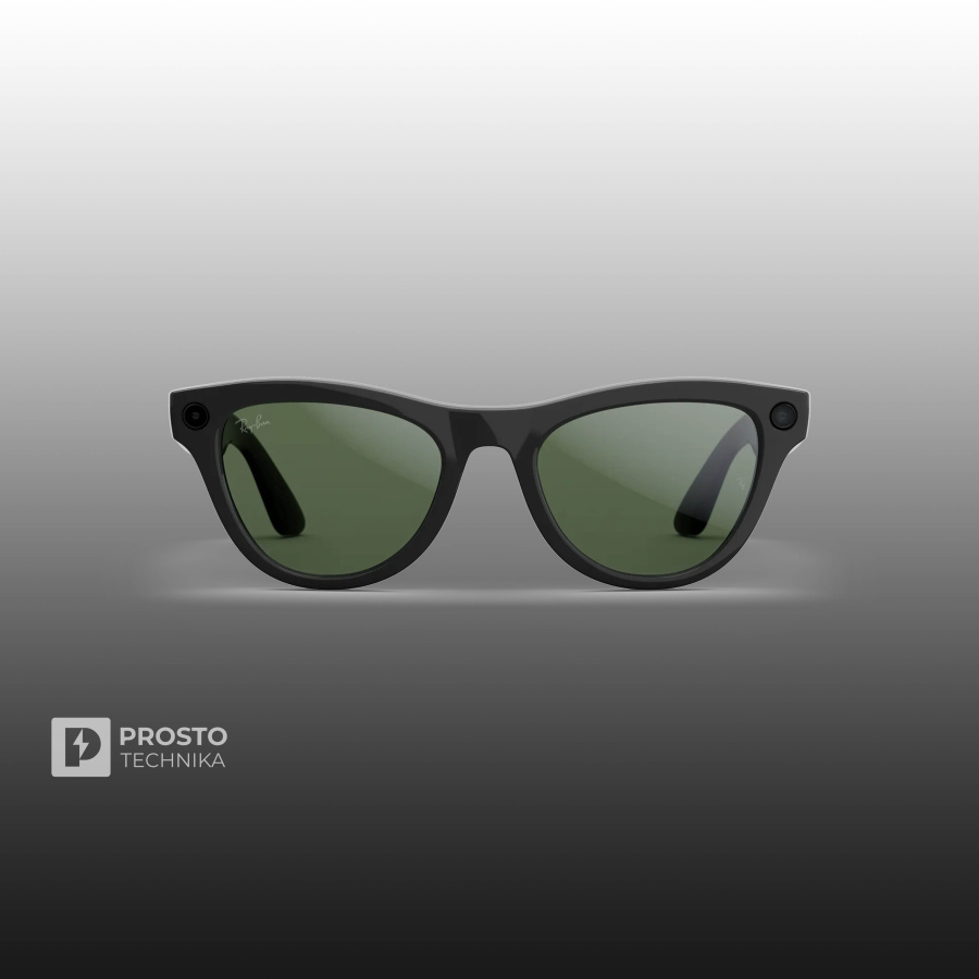 Ray-Ban Skyler (Gen 2) Глянцевый Чёрный с Прозрачно-Зелёными линзами